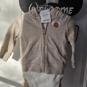 Carter's Beige and White Kids Hoodie Set